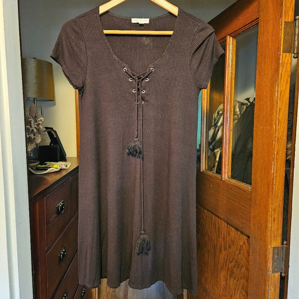 Socialite Women's Black Lace-Up Dress - Size Medium